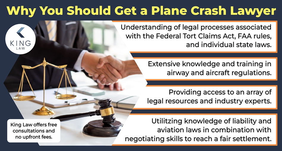 Image of a lawyer shaking a clients hand. Infographic lists the reasons you should get a plane crash lawyer for the Washington DC plane crash.